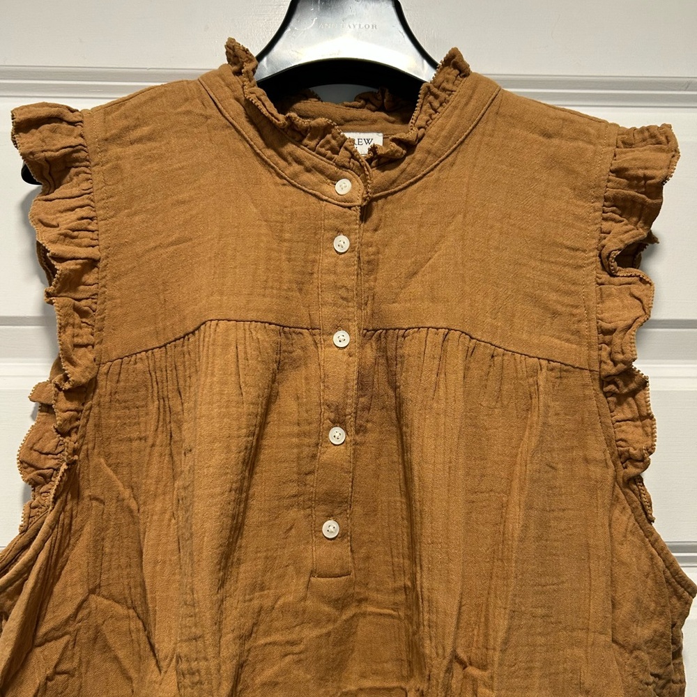 J. Crew Mustard Yellow Ruffled Blouse - Picture 2 of 4